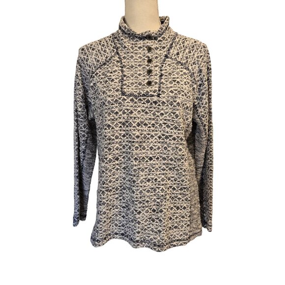 North River Quarter 1/4 Button Long Sleeve Pullover Sweater Women's Large - Picture 1 of 12